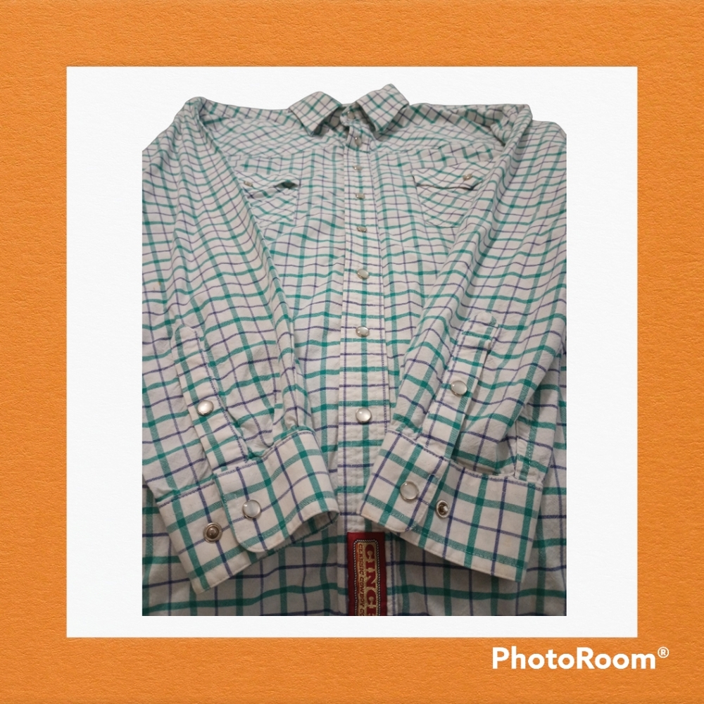 Men's CINCH 100%Cotton Pearl Snap Button Down Sz. M - Picture 5 of 7